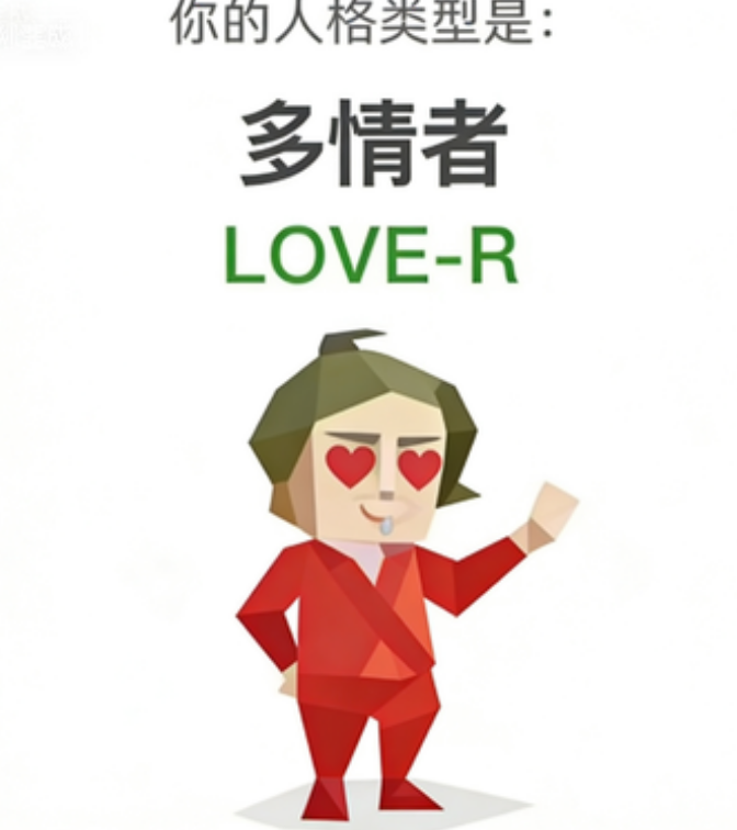 SBTI LOVE-R 多情者 人格类型：心太软，世界太硬。